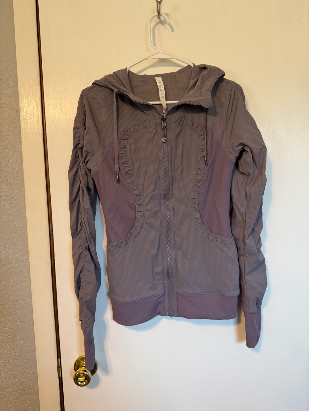 lululemon athletica Hooded Bomber Jacket in Dusty Mauve and Plum Panels